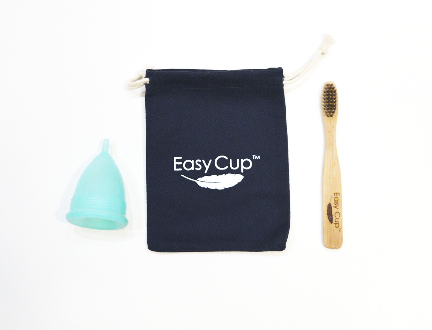 The EasyCup™ One-Size Menstrual Cup Kit with Bag and Cleaning Brush The EasyCup™ One-Size Menstrual Cup Kit with Bag and Cleaning Brush
