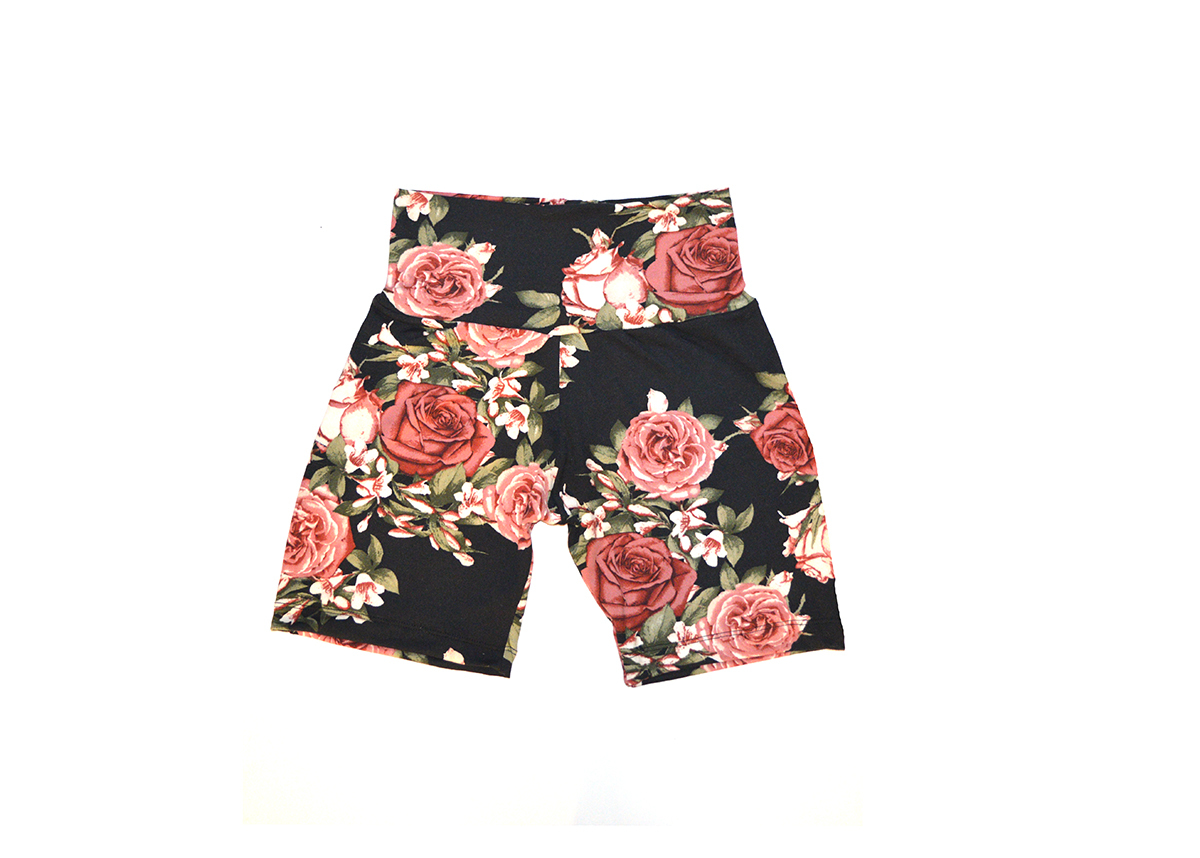 Ladies High-Waisted Floral Fitted Shorts - Casual, Yoga Style 01003