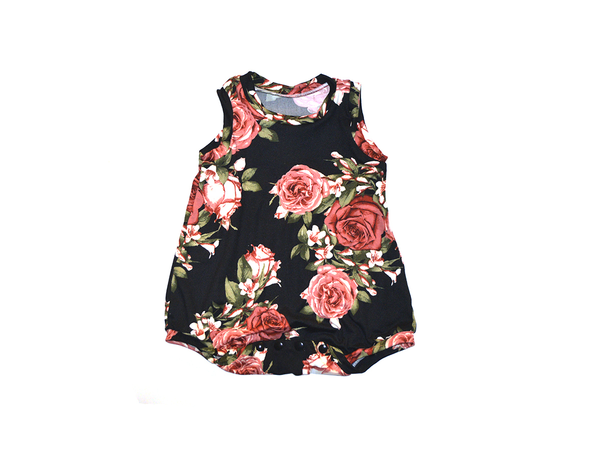 Floral Baby Romper Onesie with Snaps - Rosie 01029