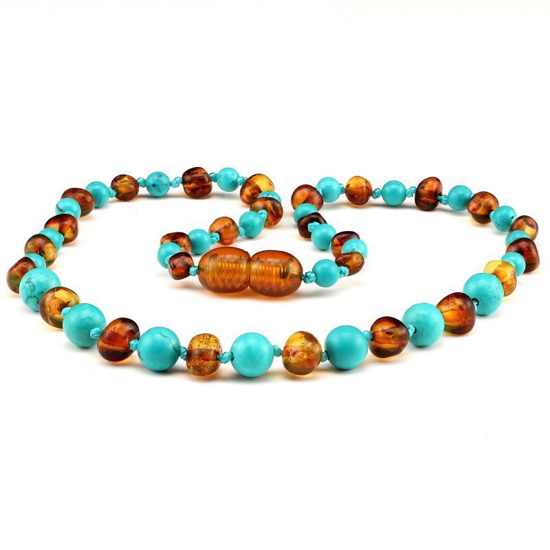 Baltic Pines™ Gemstone & Baltic Amber Teething Necklaces 00073