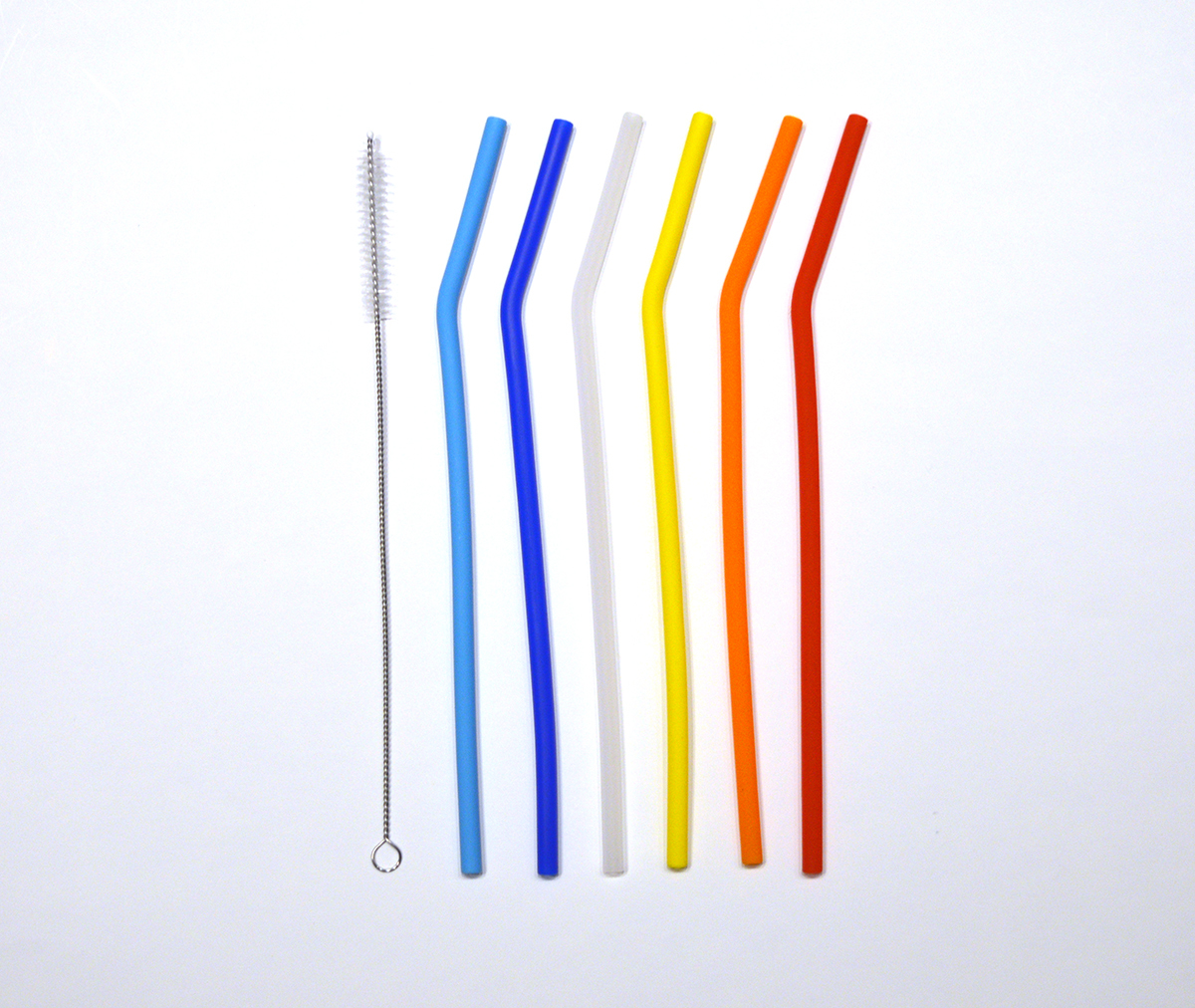 Skinny Silicon Straws Set of 6 With Cleaning Brush 00542