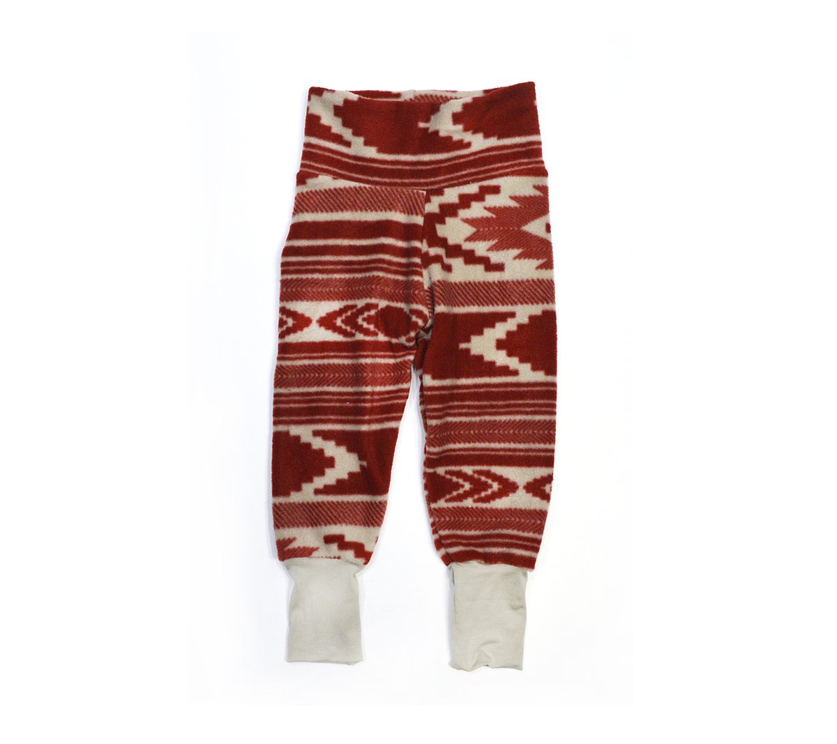 Little Sprout Pants™ Red & Tan Print - Fleece 00691