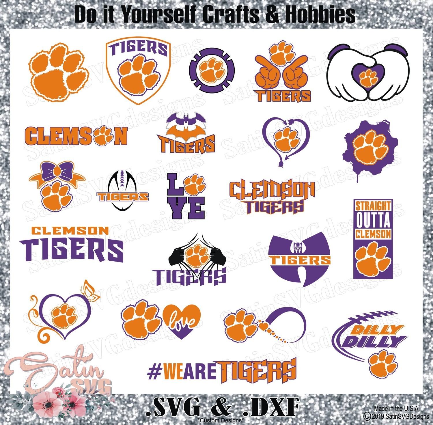 Clemson Tigers Set Design Svg Files Cricut Silhouette Studio Digital Cut Files