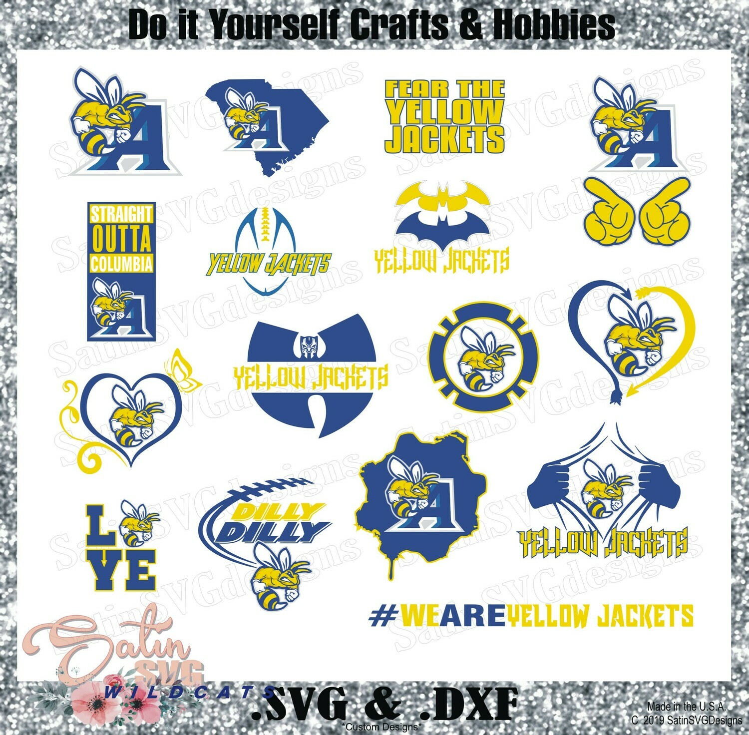 Allen University Yellow Jackets Custom Hbcu Designs Svg Files Cricut Silhouette Studio Digital Cut Files - 