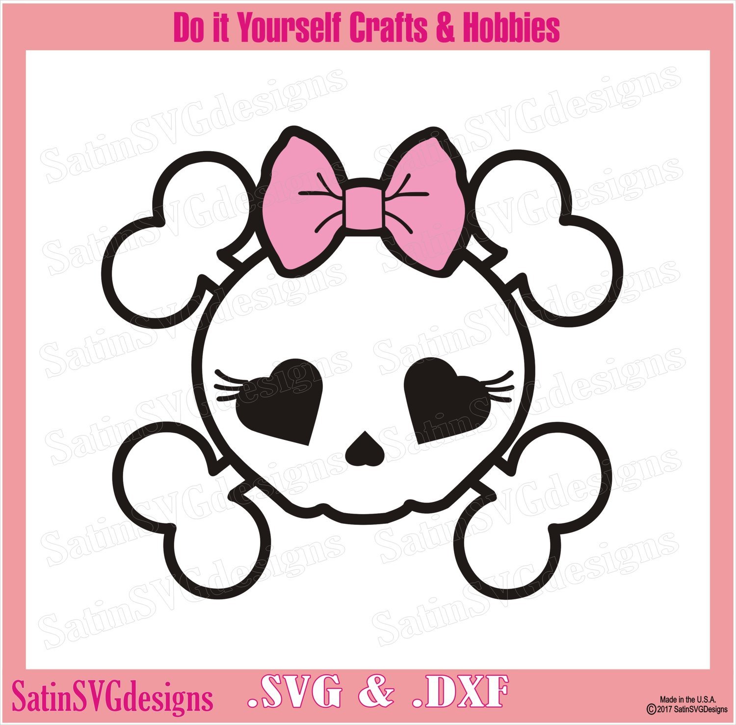 Download Girly Skull and Bones Design SVG Files, Cricut, Silhouette Studio, Digital Cut Files