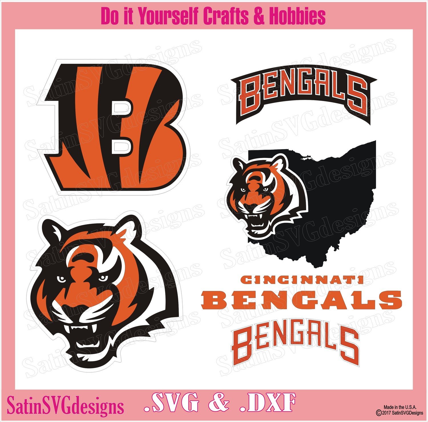 Cincinnati Bengals Set Design SVG Files, Cricut, Silhouette Studio ...