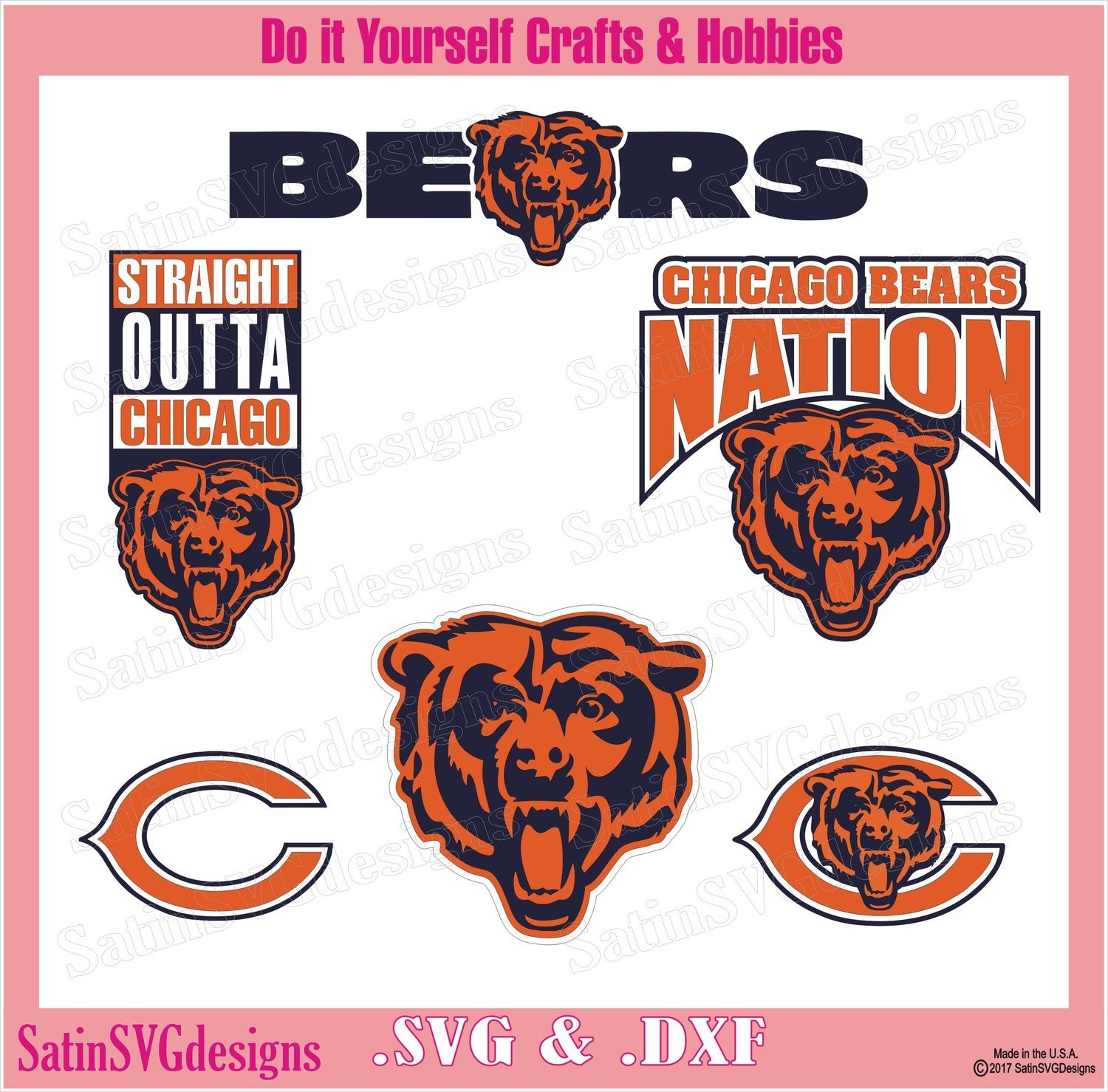 Chicago Bears Set Design SVG Files, Cricut, Silhouette Studio, Digital