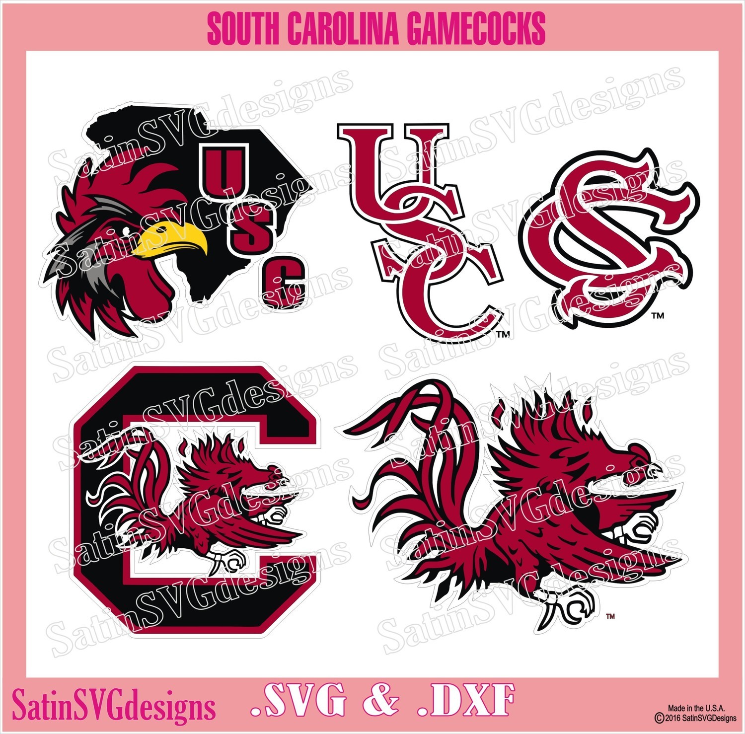 South Carolina Gamecocks Set Design SVG Files, Cricut, Silhouette