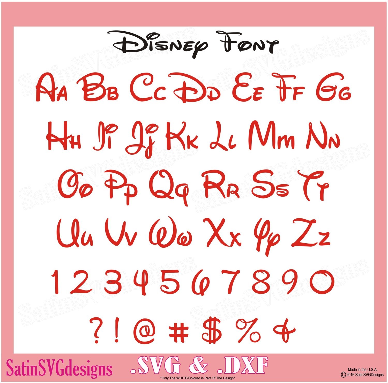 Disney Font Waltography Design SVG Files, Cricut, Silhouette Studio