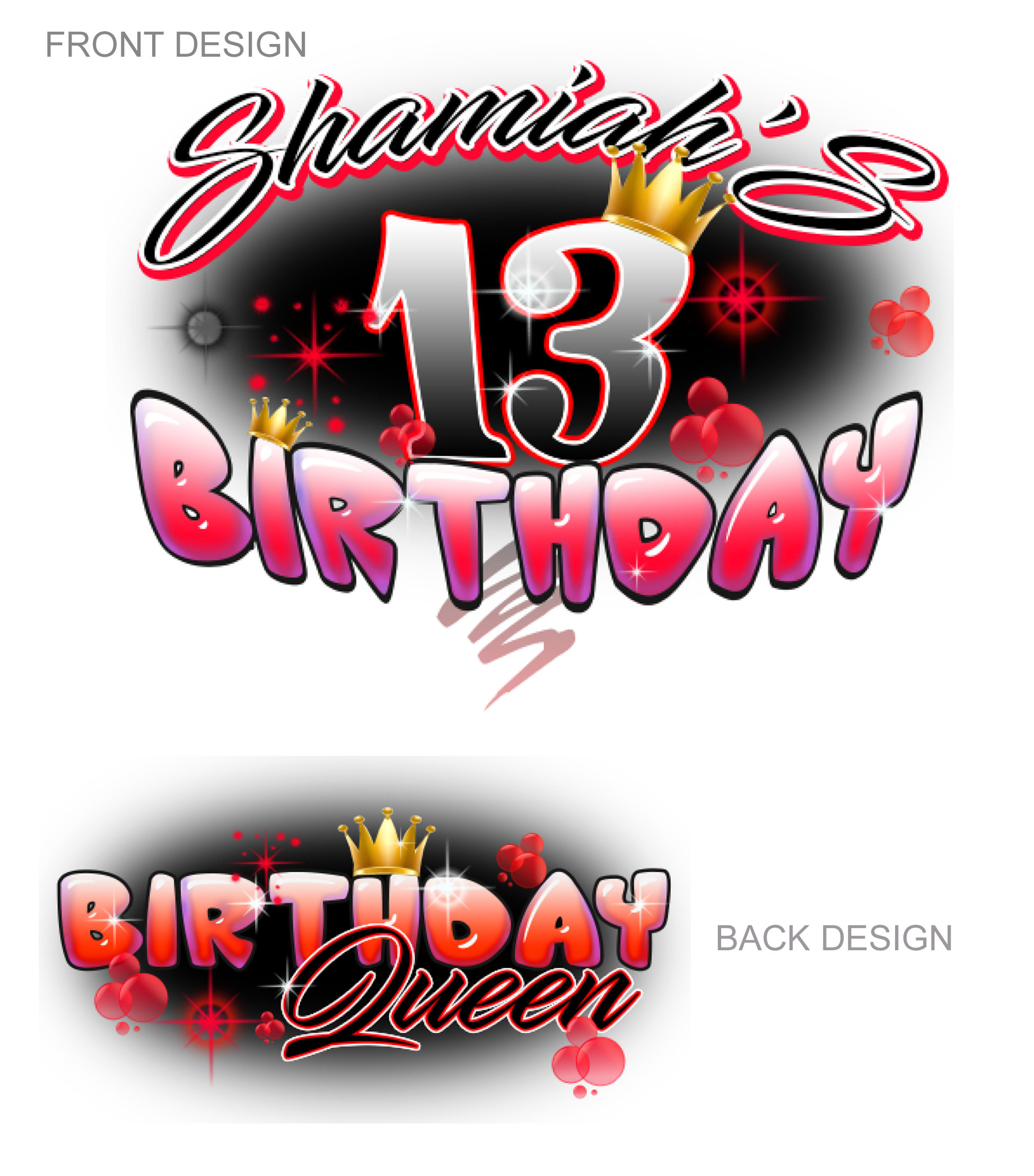 Airbrush Birthday Red design 09811