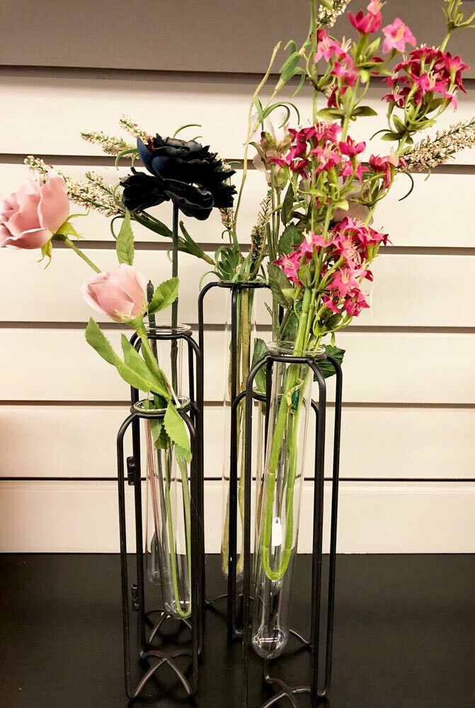 Black Test Tube Bud Vase Holders