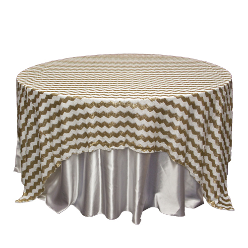 White & Gold Chevron Glitz Mesh Sequin Overlay Rental Gold & White Chevron Glitz Mesh Sequin Overlay Rental