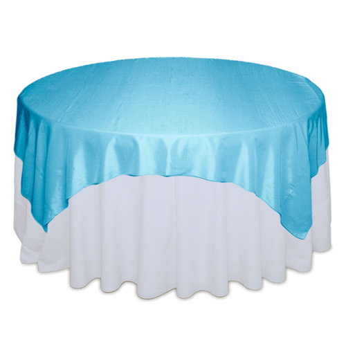 Aqua Table Overlays Rentals - Taffeta Aqua Taffeta Overlay Rental