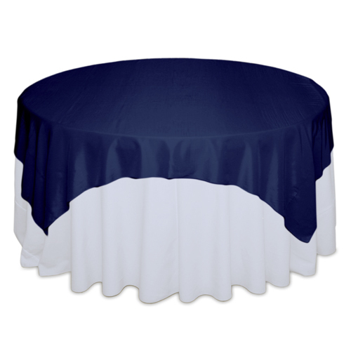 Blue Velvet Tablecloth Rentals - Taffeta Blue Velvet Taffeta Overlay Rental