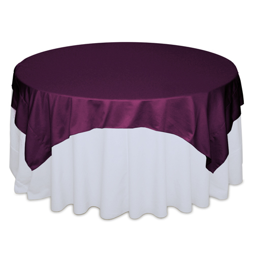 Sangria Plum Matte Satin Table Overlay Rental Sangria Plum Matte Satin Overlay Rental