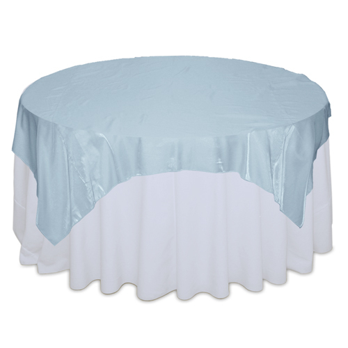 Light Blue Organza Satin Table Overlay Rental Light Blue Organza Satin Overlay Rental