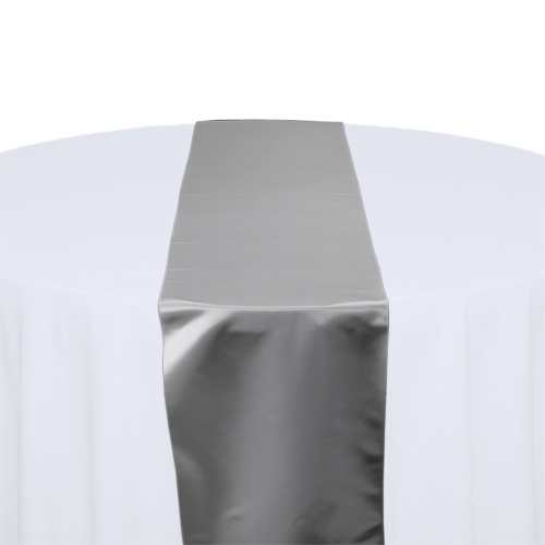 Silver Satin Table Runner Rental Silver Polyester Satin Table Runner Rental