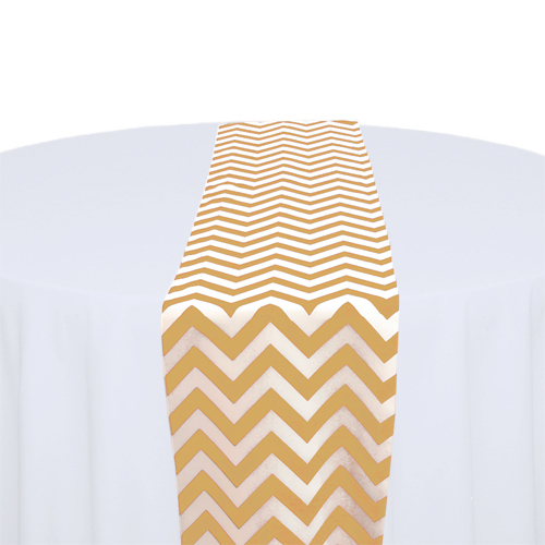 Gold & White Chevron Table Runner Rental Gold & White Chevron Table Runner Rental
