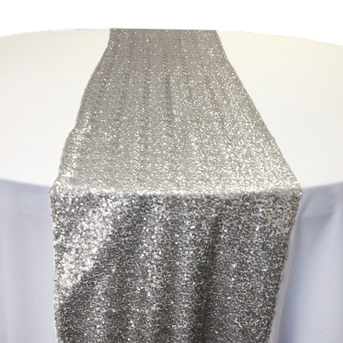Silver Sequin Table Runner Rental Silver Glitz Table Runner Rental