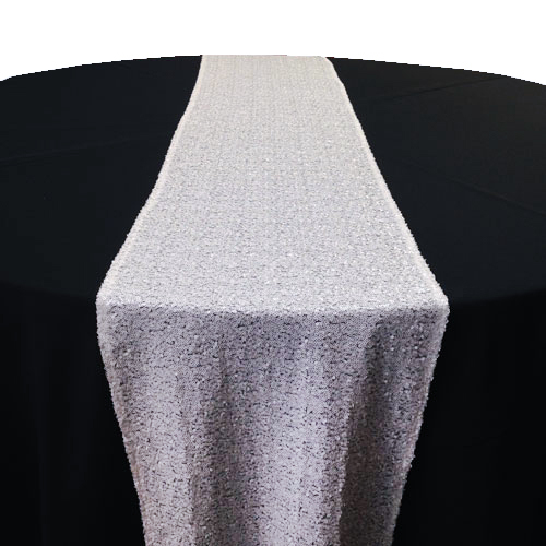 White Sequin Table Runner Rental White Glitz Table Runner Rental