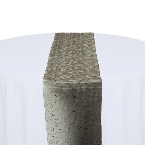Black Organza Swirl Table Runner Rental Black Organza Swirl Table Runner Rental