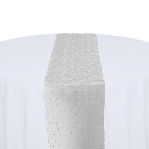 White Organza Swirl Table Runner Rental White Organza Swirl Table Runner Rental