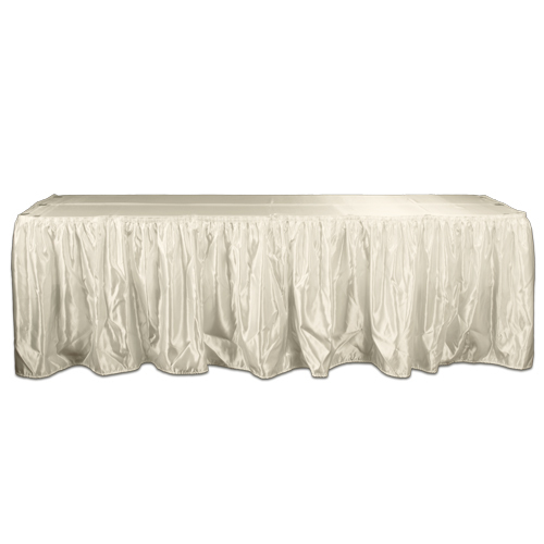 Ivory Satin Table Skirting Rental Ivory Polyester Satin Table Skirting Rental