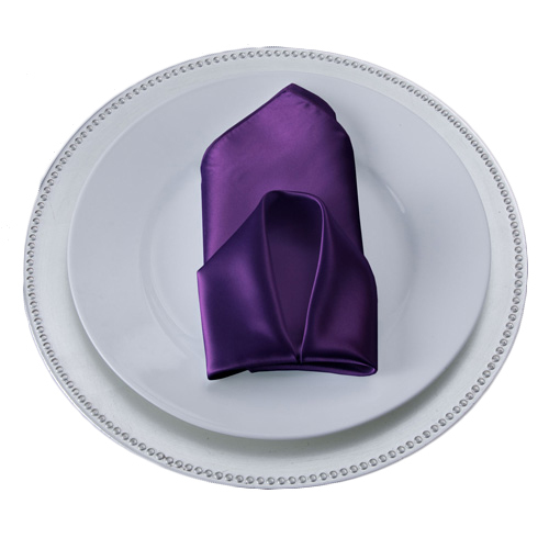 Purple Napkins Purple Polyester Satin Napkin Rental