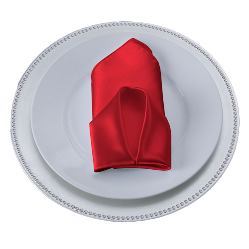 Red Napkins Red Polyester Satin Napkin Rental