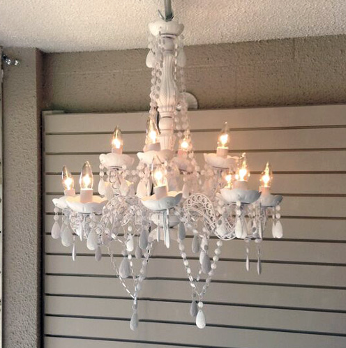 White Chandelier Rental - 8 Lights White Chandelier Rental