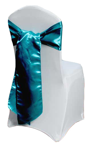 Teal Satin Chair Sashes (Light) Light Teal Polyester Satin Sash Rental
