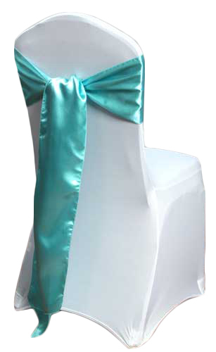 Turquoise Satin Chair Sashes (Light) Turquoise Light Polyester Satin Sash Rental