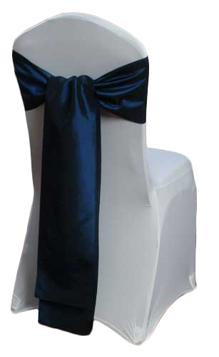 Midnight Blue Taffeta Chair Sashes Midnight Blue Taffeta Sash Rental