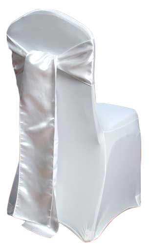 White Satin Chair Sash Rental White Polyester Satin Chair Sash Rental