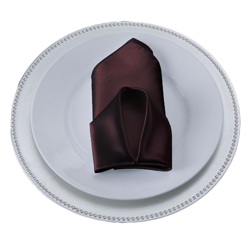 Brown Napkins Brown Polyester Satin Napkin Rental
