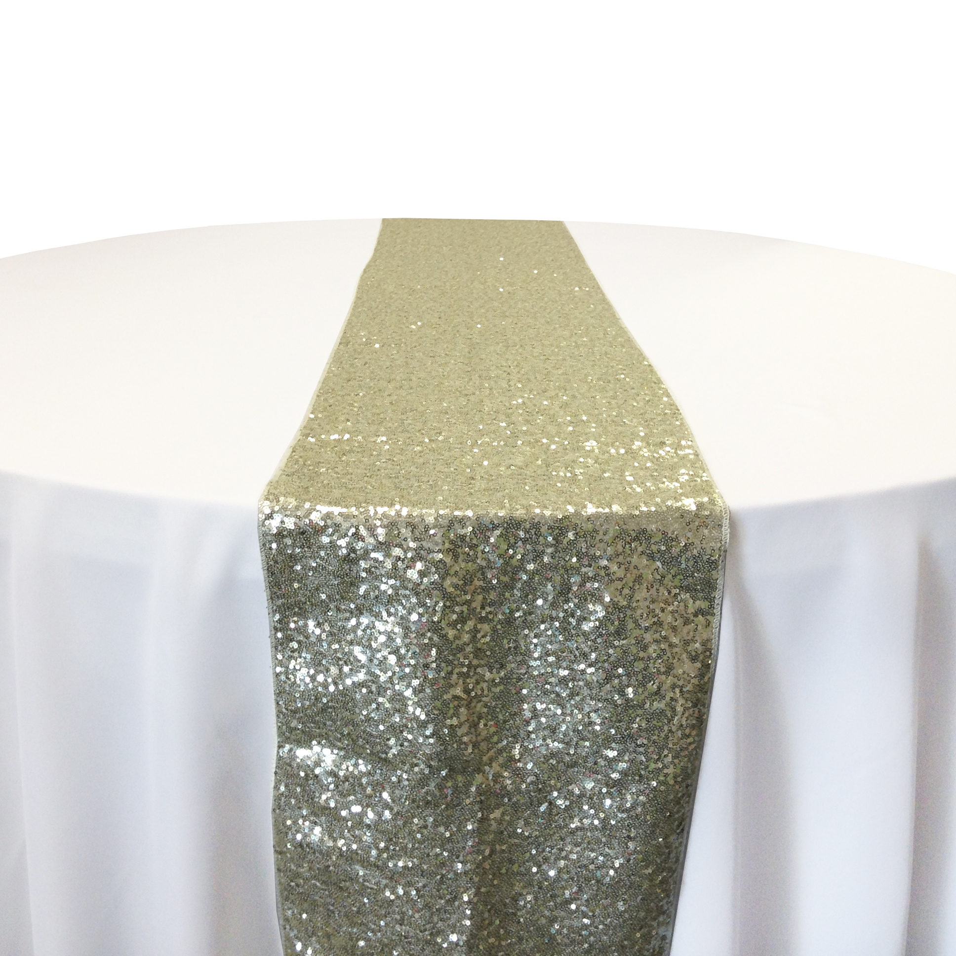 Ivory Taffeta Sequin Table Runner Rental Ivory Taffeta Glitz Table Runner Rental
