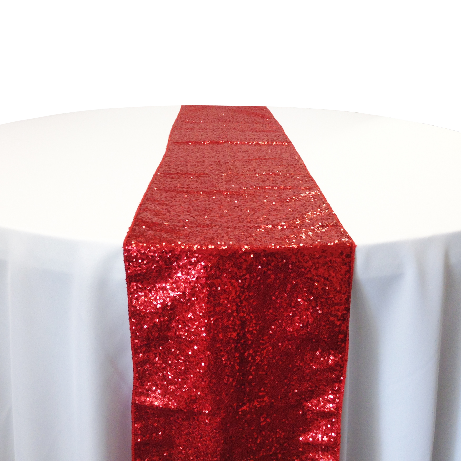 Red Taffeta Sequin Table Runner Rental