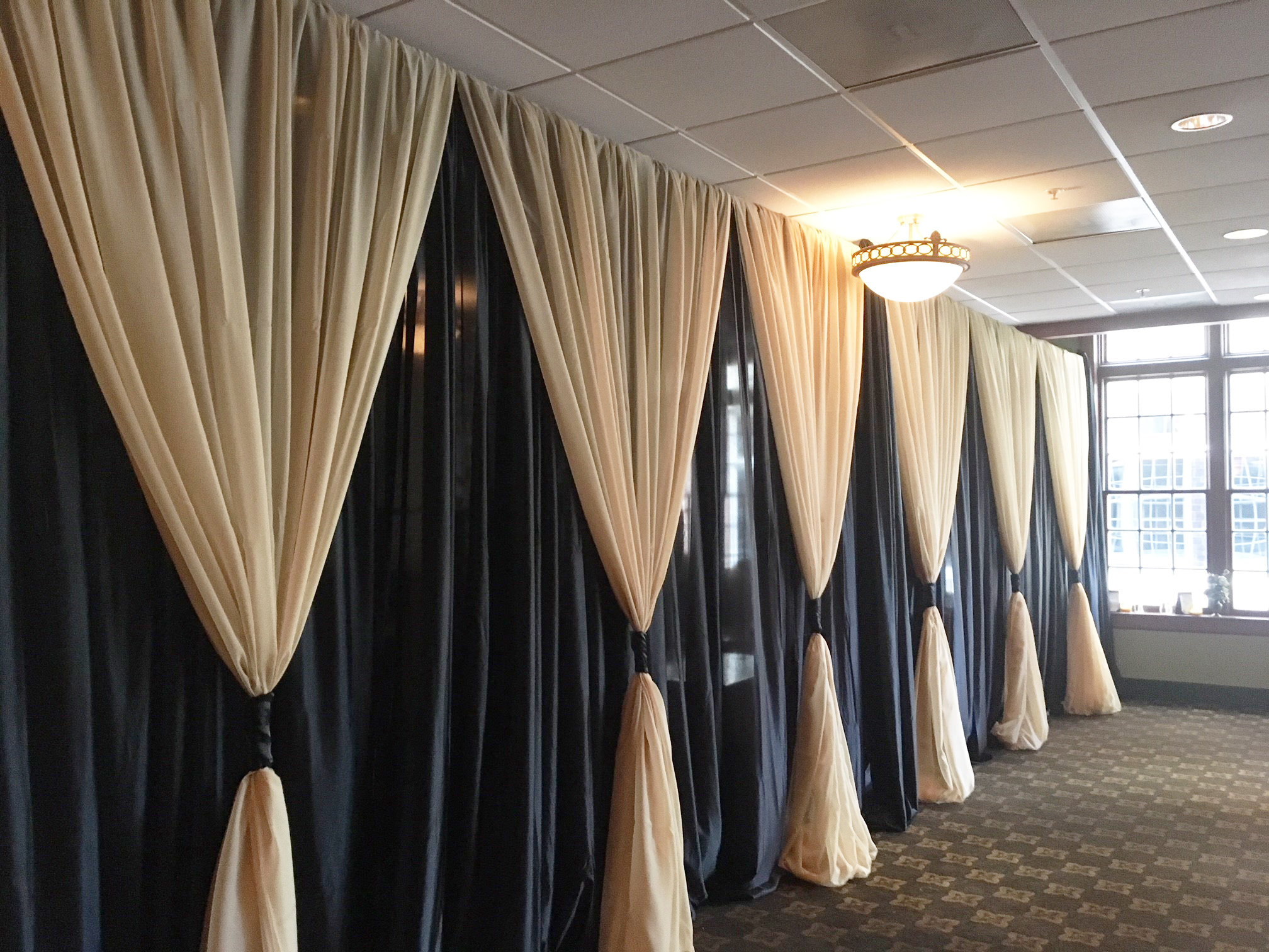 DIY Black Sateen Wall Draping -12' Height - Per Foot Black Sateen Wall Draping