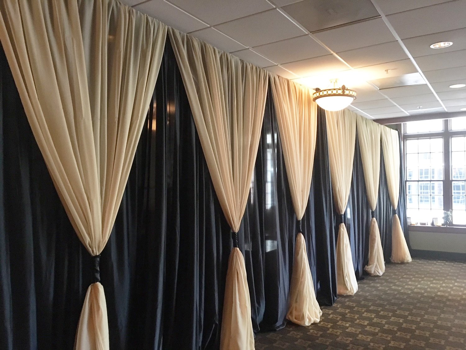 Diy Black Sateen Wall Draping 12 Height Per Foot Chair Cover