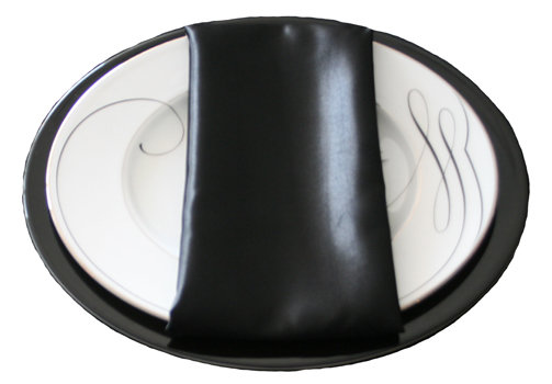 Black Napkins Black Polyester Satin Napkin Rental