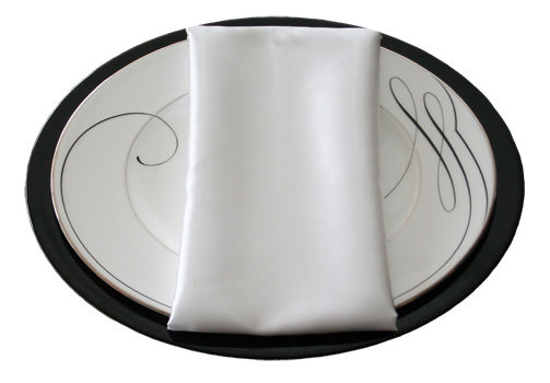 White Napkins White Polyester Satin Napkin Rental