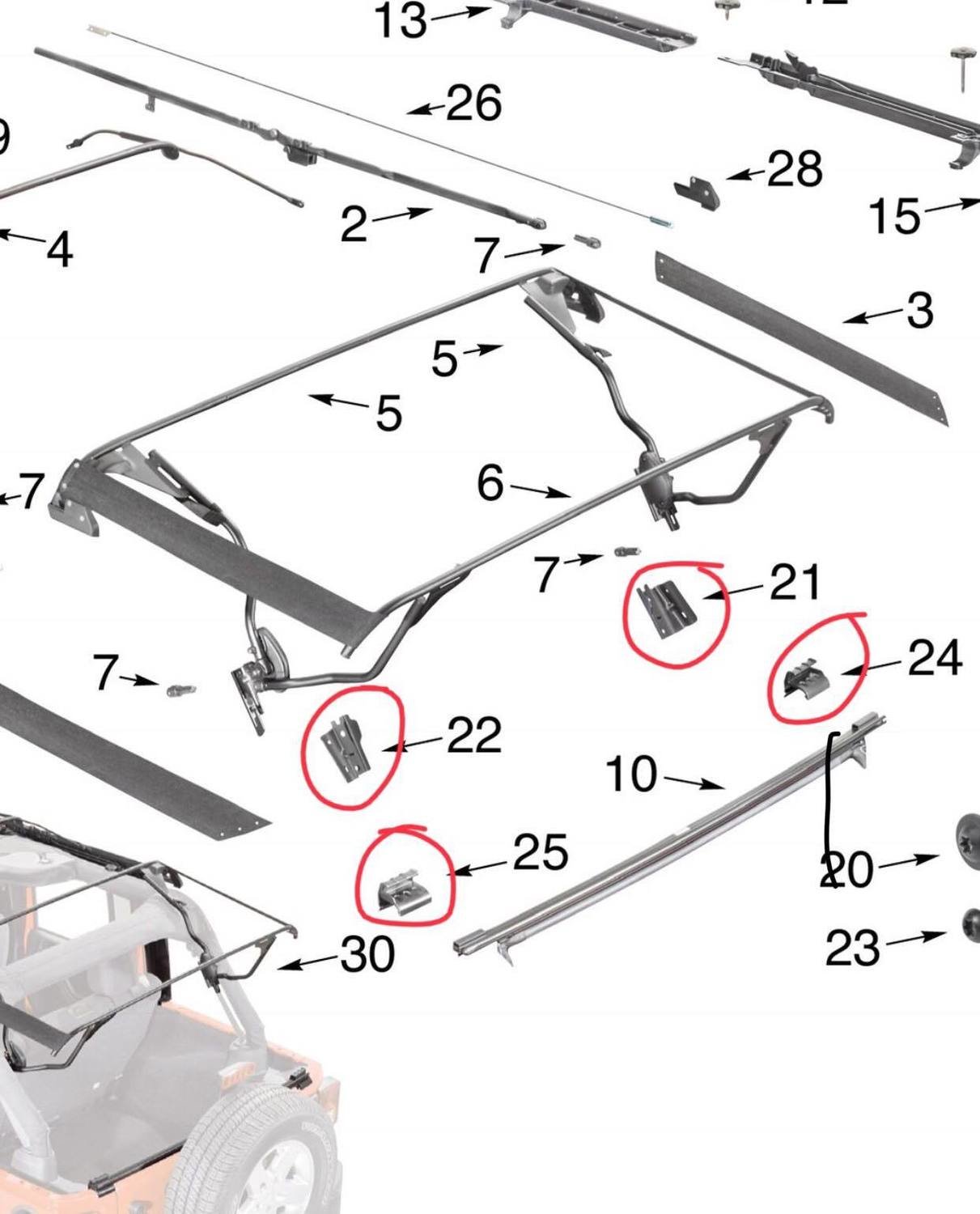 Jeep Wrangler Soft Top Parts List