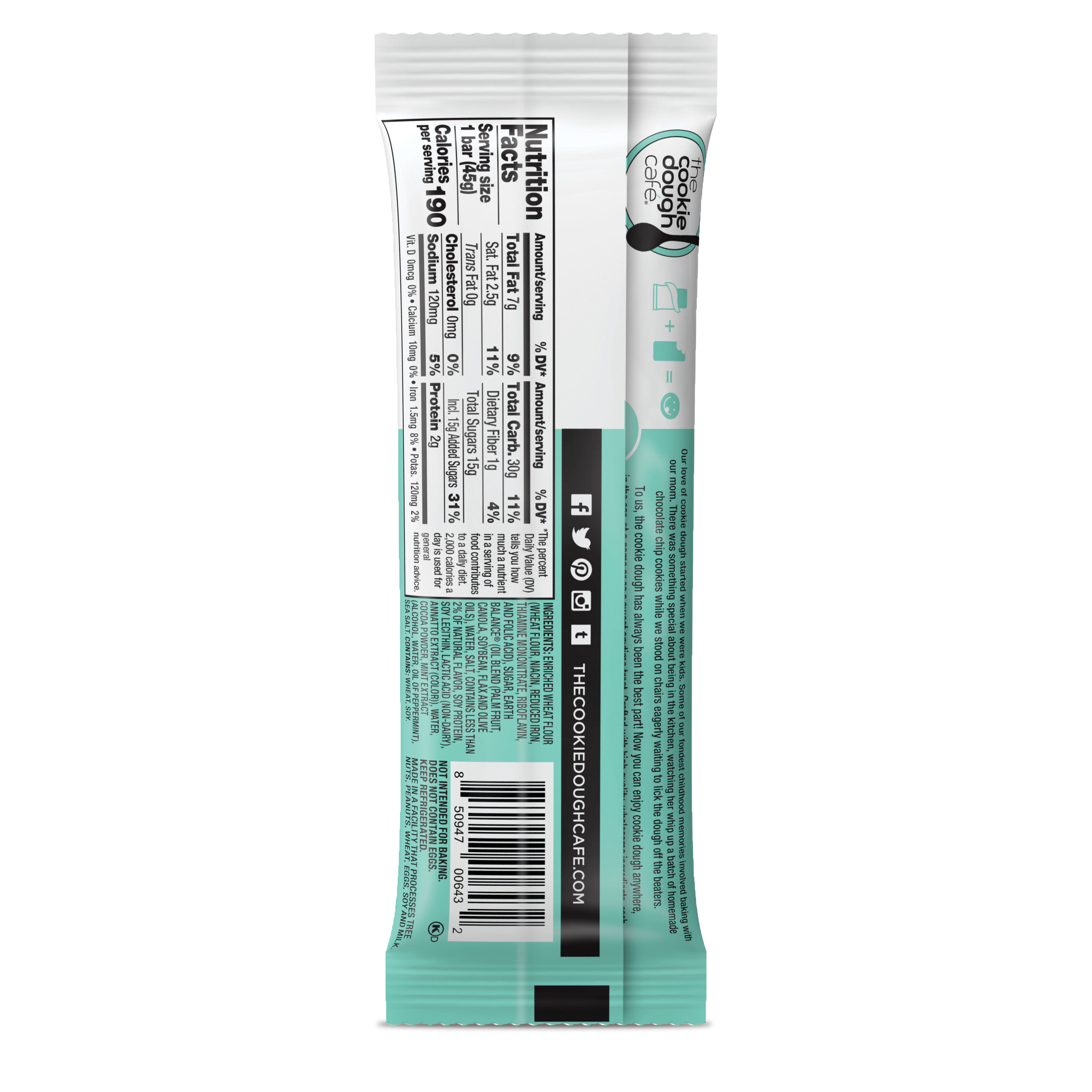 Mint Brownie Batter Cookie Dough Bars 16 Pack (1.6 oz each)