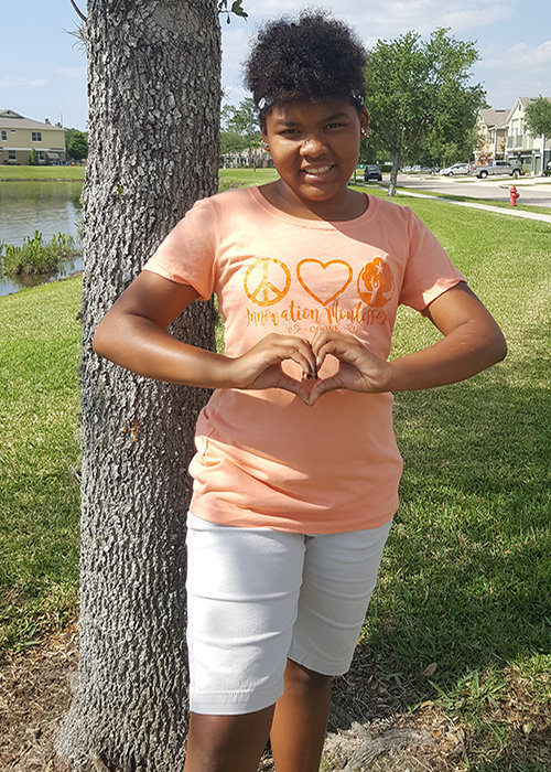 Orange Peace & Love Fitted T-Shirt ADULT20