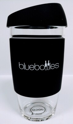 JOCO 16oz Reusable Glass Cup (Jumbo Size) – Black with Bluebottles Logo