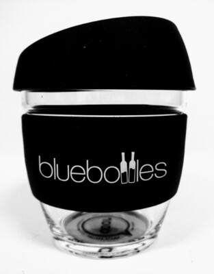 JOCO 8oz Reusable Glass Cup (Small Cup Size) – Black with Bluebottles Logo