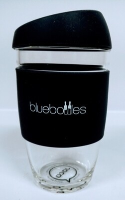 JOCO 6oz Reusable Glass Cup (Extra Small Cup Size) – Black with Bluebottles Logo