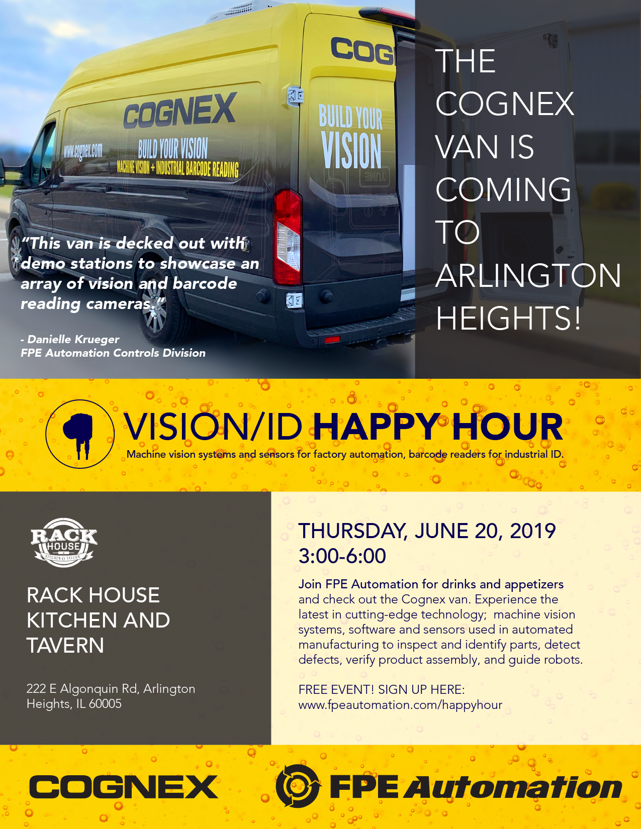 Vision/ID Happy Hour & Cognex Van at the Rack House COGNEXHAPPYHOUR062019
