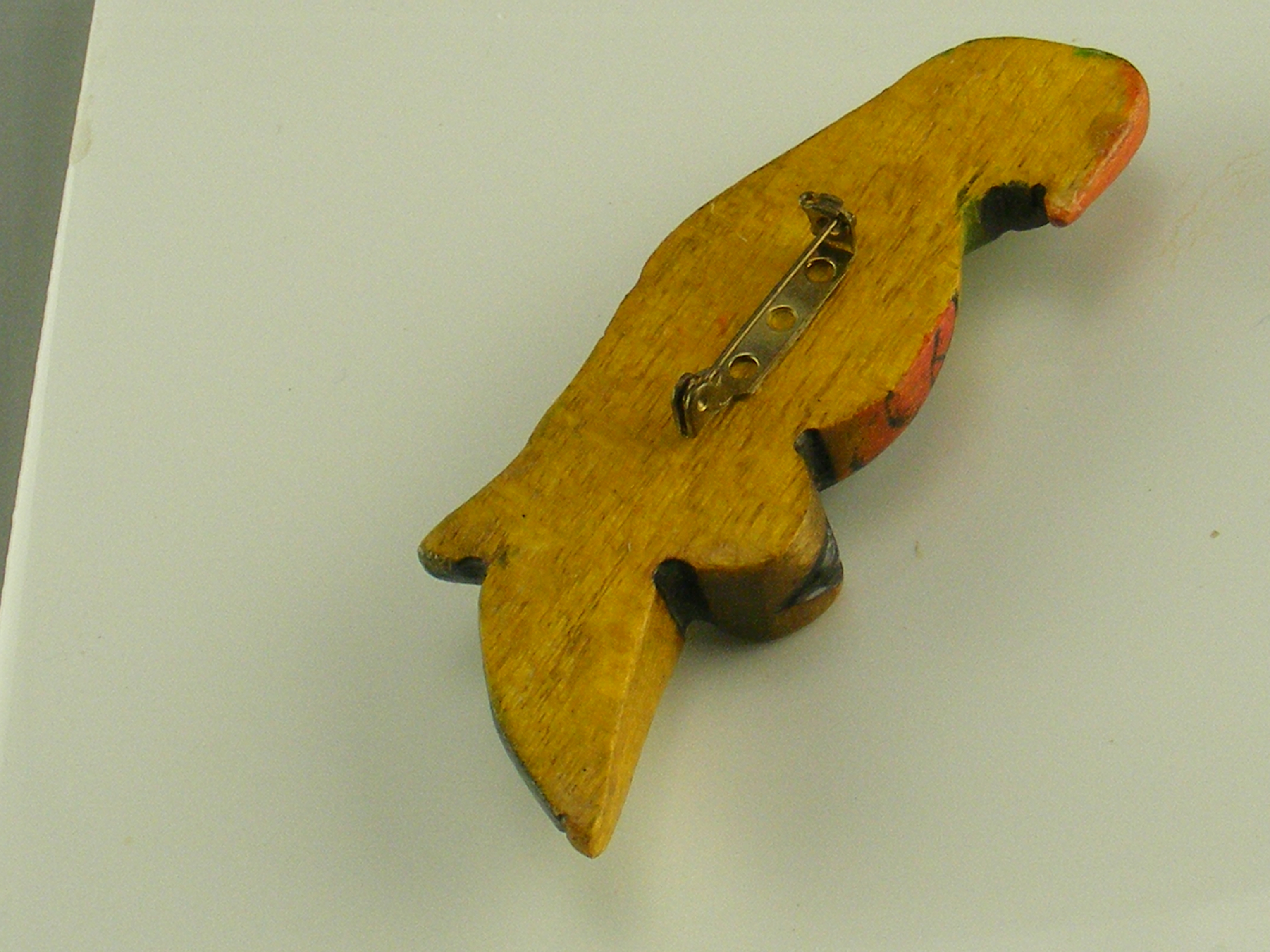 Hand Carved and Painted Parrot Pin