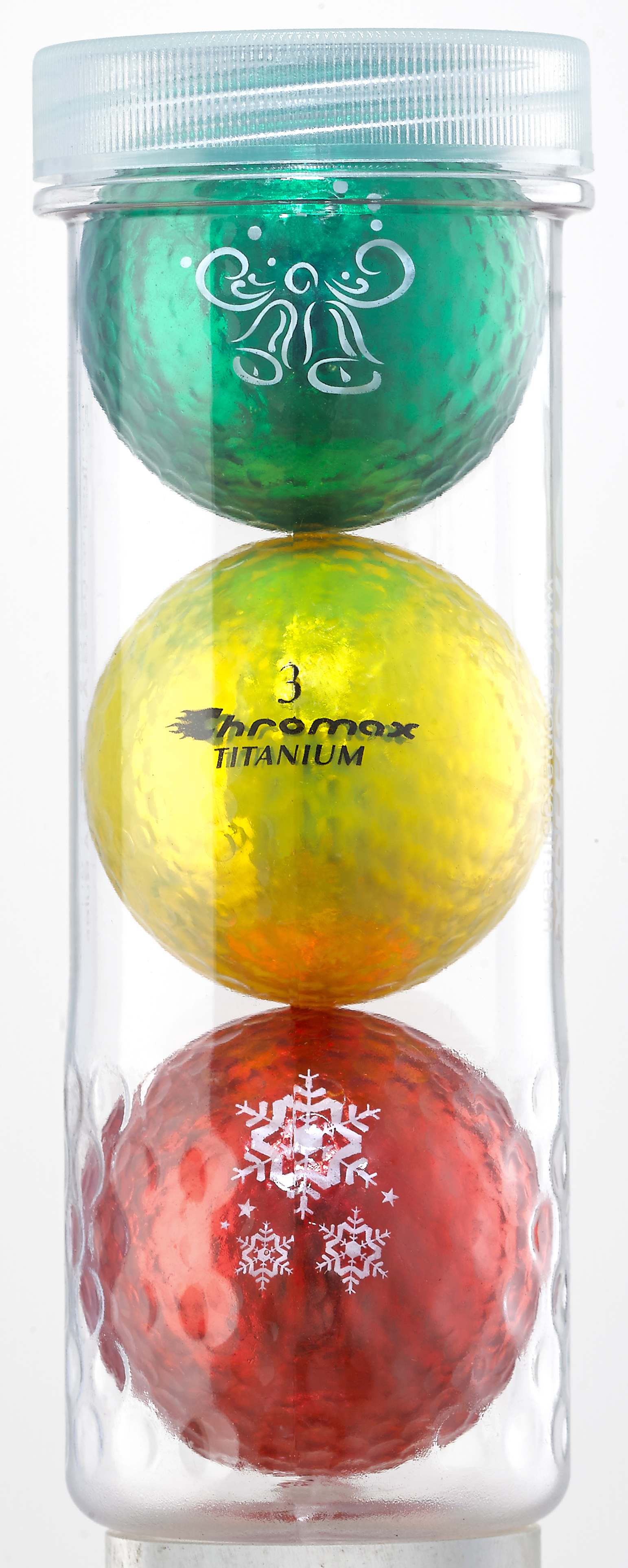 Holiday Golf Balls - Chromax M1x 3 Ball Tube (Green, Gold, Red) CHOL3RGG